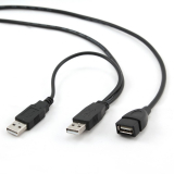 CABLU USB GEMBIRD splitter, USB 2.0 (T) la USB 2.0 (M) + USB 2.0 (T), 0.9m, conectori auriti, extensie conector USB, negru, CCP-USB22-AMAF-3 (timbru verde 0.08 lei) 