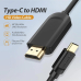 Cablu video Vention, USB Type-C(T) la HDMI(T), 1.5m, rezolutie maxima 4K la 30Hz, conectori auriti, cupru, invelis PVC, negru, CGUBG (timbru verde 0.18lei) - 6922794742062 