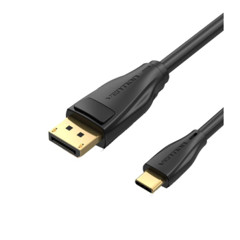 Cablu video Vention, USB Type-C(T) la DisplayPort(T), 1m, rezolutie maxima 8K la 60Hz/4K la 120Hz, conectori auriti, cupru, invelis PVC, negru, CGYBF (timbru verde 0.18lei) - 6922794756021 