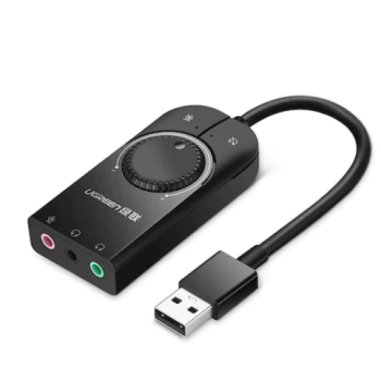 PLACA de sunet Ugreen, CM129 convertor stereo USB(T) la 2 x Jack 3.5 sound si 1 x 3.5 mic, control volum si buton mute sound si mic, lungime cablu 15 cm, negru 40964 (timbru verde 0.08 lei) - 6 