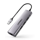 DOCKING Station Ugreen, CM266 conectare PC USB 3.0, USB 3.0 x 3|Gigabit RJ-45 x 1|micro USB x 1, aluminiu, gri 60812 (timbru verde 0.8 lei) - 6957303868124 