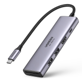 DOCKING Station Ugreen, CM511 conectare PC USB Type-C, USB 3.0 x 2|HDMI x 1/4K/60Hz|Card reader x 1|USB Type C x 1 PD 100W, aluminiu, gri 60384 (timbru verde 0.8 lei) -6957303863846 