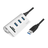 HUB extern LOGILINK, porturi USB: USB 3.0 x 3, conectare prin USB 3.0, alte porturi: SD, MicroSD, argintiu, CR0045 (timbru verde 0.8 lei) 