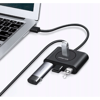 HUB extern Ugreen, CR113 porturi USB: USB 3.0 x 4, conectare prin USB 3.0, lungime 0.5 m, negru, 20290 (timbru verde 0.8 lei) - 6957303822904 