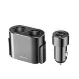 INCARCATOR auto Baseus High Efficiency, 2 x USB Output 5V/3.4A, 2 x bricheta auto, total output 96W, pt. bricheta auto, lungime cablu 60cm, negru CRDYQ-01 (timbru verde 0.18 lei) - 6953156296923 