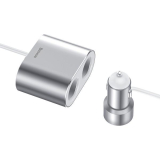 INCARCATOR AUTO Baseus High Efficiency, 2 x USB Output 5V/3.4A, 2 x bricheta auto, total output 96W, pt. bricheta auto, lungime cablu 60cm, argintiu CRDYQ-0S (timbru verde 0.18 lei) - 6953156296930 