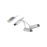 CABLU alimentare si date LOGILINK, telefon, 3 + 1, USB 2.0 (T) la Lightning (T) + Micro-USB 2.0 (T) + USB 2.0 Type-C (T), 1m, argintiu, CU0126 (timbru verde 0.08 lei) 