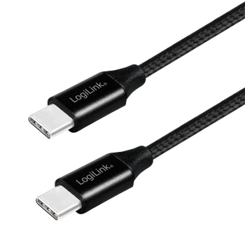 CABLU alimentare si date LOGILINK, pt. smartphone, USB 2.0, USB Type-C (T) la USB Type-C (T), 0.3m, premium, cablu cu impletire din bumbac, negru, CU0153 (timbru verde 0.08 lei) 