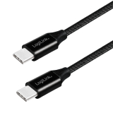Adaptor CABLU alimentare si date LOGILINK, pt. smartphone, USB 2.0, USB Type-C (T) la USB Type-C (T), 1m, premium, cablu cu impletire din bumbac, negru, CU0154 (timbru verde 0.08 lei) 