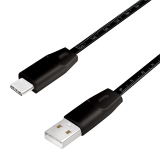 CABLU alimentare si date LOGILINK, pt. smartphone, USB 2.0 (T) la USB 2.0 Type-C (T), 1m, premium, cablu cu marcaj metric, negru, CU0157 (timbru verde 0.08 lei) 