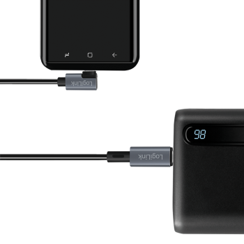 CABLU alimentare si date LOGILINK, pt. smartphone, USB 2.0, USB Type-C (T) la USB Type-C (T) la 90 grade, 2m, PD 100W, 2 x ecranat, plastic, negru, CU0183 (timbru verde 0.08 lei) 