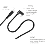 CABLU alimentare si date LOGILINK, pt. smartphone, USB 2.0, USB Type-C (T) la USB Type-C (T) la 180 grade, 1m, 2 x ecranat, aluminiu, negru, CU0190 (timbru verde 0.08 lei) 