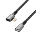 CABLU alimentare si date LOGILINK, pt. smartphone, USB 3.2, USB Gen Type-C (T) la USB Type-C (F) la 90 grade, 0.5m, PD 100W, 2 x ecranat, aluminiu, braiding, negru&gri, 