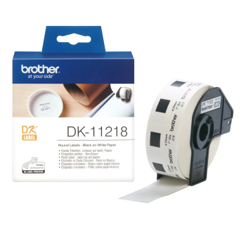 Rola Etichete Brother DK11218 round paper Dimensiune 24mm black on white 1000 de bucati