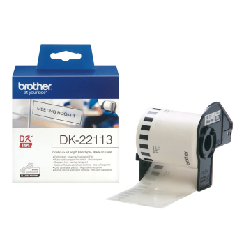 Banda Continua Laminata Brother DK22113 Dimensiune 62mm X 15.24 M black on clear