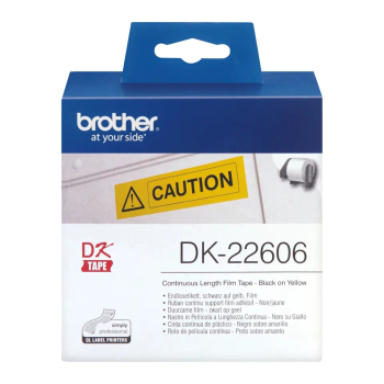 Banda Continua Laminata Brother DK22606 Dimensiune 62mm X 15.24 M black on yellow