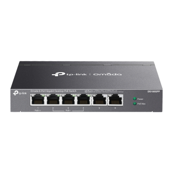 SWITCH TP-LINK Omada unmanaged, 6 porturi Gigabit (4 porturi POE+ buget total 64W), carcasa metalica 