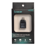 CARD READER extern SPACER, interfata USB Type C, citeste/scrie: micro SD; plastic, negru, SPCR-307 (timbru verde 0.03 lei) 