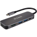 HUB extern D-LINK, porturi 2 x SuperSpeed USB 3.0, 1 x USB-C (Thunderbolt 3) port with data sync, Dual-Slot SD/microSD/SDHC/SDXC Card Reader, conectare prin USB Type C, cablu 10 cm, metalic, argintiu 