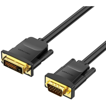 Cablu video Vention, DVI-D(T) la VGA(T), 1m, rezolutie maxima 1080p la 60 Hz, conectori auriti, cupru, invelis PVC, negru, EABBF (timbru verde 0.18lei) - 6922794732889 