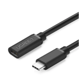 CABLU USB Type-C Ugreen prelungitor, ED008 USB Type-C (T) la USB Type-C (M), 0.5m, negru, 40574 (timbru verde 0.18 lei) - 6957303845743 