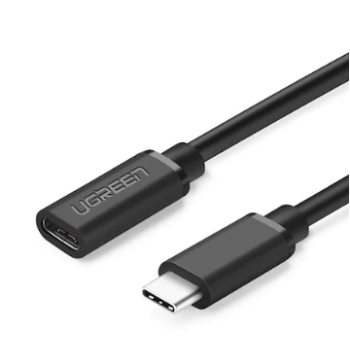 CABLU USB Type-C Ugreen prelungitor, ED008 USB Type-C (T) la USB Type-C (M), 0.5m, negru, 40574 (timbru verde 0.18 lei) - 6957303845743 