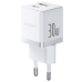 INCARCATOR retea Baseus Palm, Quick Charge 30W, 1 x USB, 1 x USB Type-C 5V/3.0A, include cablu USB Type-C la USB Type-C 1m, alb 