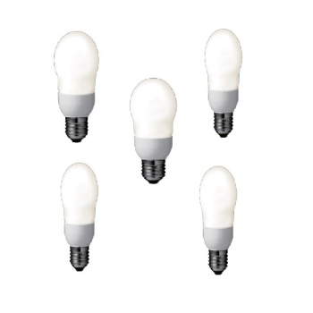 SET 5 becuri fluorescent Panasonic, soclu E27, putere 8W, forma oval, lumina alb calda, alimentare 220 - 240 V, EFA8E27HD-5 (timbru verde 2.25 lei) 