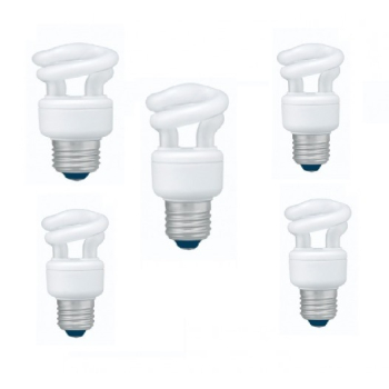 SET 3 becuri fluorescent Panasonic, soclu E27, putere 5W, forma spirala, lumina alb calda, alimentare 220 - 240 V, EFD5E27HD3E-5 (timbru verde 1.35 lei) 