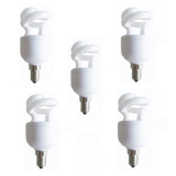 SET 5 becuri fluorescent Panasonic, soclu E27, putere 5W, forma spirala, lumina alb calda, alimentare 220 - 240 V, EFD5E27HDE14E-5 (timbru verde 2.25 lei) 