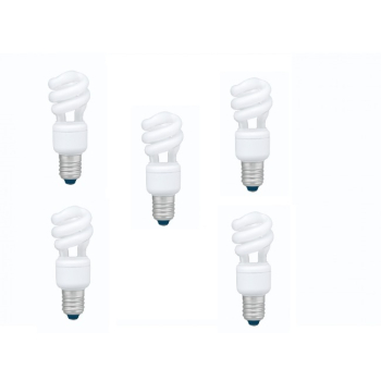 SET 5 becuri fluorescent Panasonic, soclu E27, putere 8W, forma spirala, lumina alb calda, alimentare 220 - 240 V, EFD8E27HD3E-5 (timbru verde 2.25 lei) 