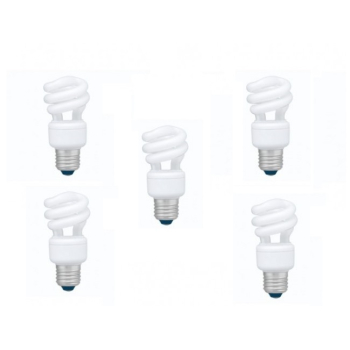 SET 5 becuri fluorescent Panasonic, soclu E27, putere 8W, forma spirala, lumina alb rece, alimentare 220 - 240 V, EFD8E65HD3E-5 (timbru verde 2.25 lei) 