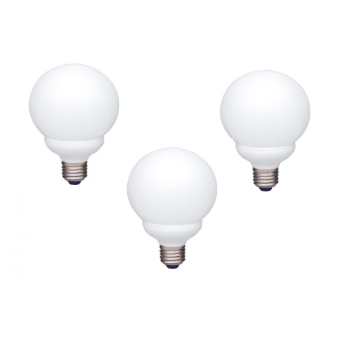 SET 3 becuri fluorescent Panasonic, soclu E27, putere 13W, forma sferic, lumina alb calda, alimentare 220 - 240 V, EFG13E282V-3 (timbru verde 1.35 lei) 