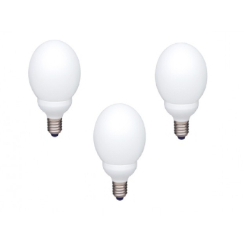 SET 3 becuri fluorescent Panasonic, soclu E27, putere 18W, forma oval, lumina alb rece, alimentare 220 - 240 V, EFG18E65HD-3 (timbru verde 1.35 lei) 