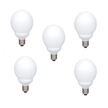 SET 5 becuri fluorescent Panasonic, soclu E27, putere 18W, forma oval, lumina alb rece, alimentare 220 - 240 V, EFG18E65HD-5 (timbru verde 2.25 lei) 