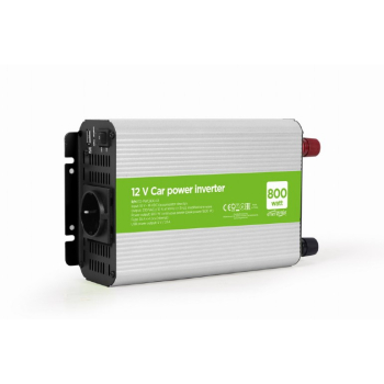 INVERTER GEMBIRD cu sinusoida simulata, Inverter auto, 800W, Schuko x 1, USB 5V / 2.1A, baterie 10-16V, EG-PWC800-01, (timbru verde 4 lei) 