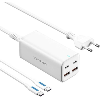 ALIMENTATOR SmartPhone la 220V Vention 4-Port USB (C + C + A + A) GaN Charger (100W/100W/18W/18W) EU-Plug , FBSWG-EU (timbru verde 0.18 lei) 
