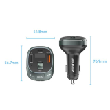 MODULATOR FM Vention 3-Port USB (C + A + A) Car Charger with FM Transmitter (30W/18W/5W) Black ABS Type, FFLB0 (timbru verde 0.18 lei) 