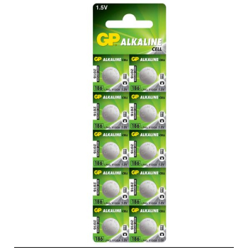 Baterie GP Batteries, butoni (AG12/LR43) 1.5V alcalina, blister 10 buc. GP186F-2C10 GPPBA186F004 - 645265 (timbru verde 0.1 lei) 