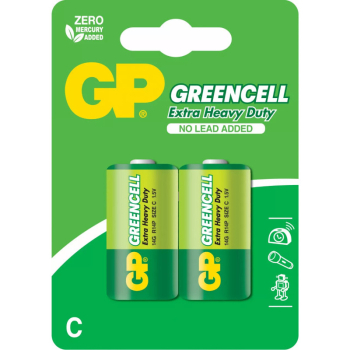 Baterie GP Batteries, Greencell C (R14) 1.5V carbon zinc, blister 2 buc. GP14G-2UE2 GPPCC14KC005 (timbru verde 0.04 lei) 