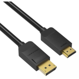 Cablu video Vention, DisplayPort(T) la HDMI(T), 1.5m, rezolutie maxima 1080p la 60 Hz, conectori auriti, cupru, invelis PVC, negru, HADBG (timbru verde 0.18lei) - 6922794733336 