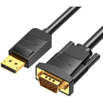 Cablu video Vention, DisplayPort(T) la VGA(T), 1.5m, rezolutie maxima 1080p la 60 Hz, conectori auriti, cupru, invelis PVC, negru, HBLBG (timbru verde 0.18lei) - 6922794746763 