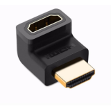 ADAPTOR video Ugreen, HD112 cupla extender HDMI (T) la HDMI (M), 90 grade sus, rezolutie maxima 4K UHD (3840 x 2160) la 60 Hz, conectori auriti, negru 20110 (timbru verde 0.08 lei) - 6957303821105 