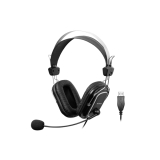 CASTI A4tech, cu fir, standard, utilizare multimedia, microfon pe brat, conectare prin USB 2.0, negru / argintiu, HU-50, (timbru verde 0.8 lei) 