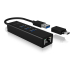 Raidsonic HUB extern Icy Box, porturi USB: USB 3.0 x 3, USB-C x 2, conectare prin USB w. adaptor la USB-C, Gigabit RJ45 x 1, aluminiu, negru, IB-HUB1419-LAN (timbru verde 0.8 lei) 
