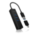 Raidsonic HUB extern Icy Box, porturi USB: USB 3.0 x 3, USB-C x 2, conectare prin USB w. adaptor la USB-C, Gigabit RJ45 x 1, aluminiu, negru, IB-HUB1419-LAN (timbru verde 0.8 lei) 