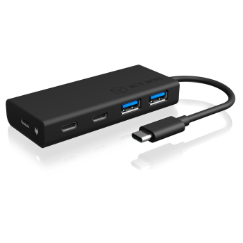 Raidsonic HUB extern Icy Box, porturi USB: USB 3.0 x 2, USB-C x 2, USB-C x 1 PD 60W, conectare prin USB Type-C, cablu 0.10m, aluminiu & plastic, negru, IB-HUB1426-CPD (timbru verde 0.8 lei) 