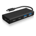 Raidsonic HUB extern Icy Box, porturi USB: USB 3.0 x 2, USB-C x 2, USB-C x 1 PD 60W, conectare prin USB Type-C, cablu 0.10m, aluminiu & plastic, negru, IB-HUB1426-CPD (timbru verde 0.8 lei) 