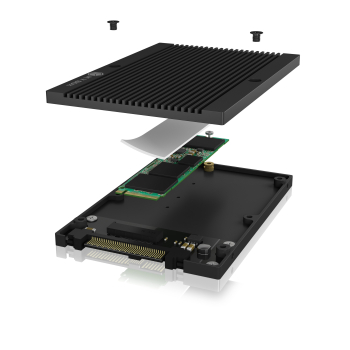 Raidsonic RACK Icy Box SSD, de la M.2 PCIe (NVMe) la 2.5 SSD U.2, 9.5mm inaltime, aluminiu, negru, IB-M2U04 