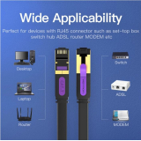 Patch Cord STP Vention, Cat. 7, 0.5m, flat cable, conductor cupru, viteza max transfer 10 Gbps, invelis PVC, negru, ICABD (timbru verde 0.18 lei) - 6922794729803 